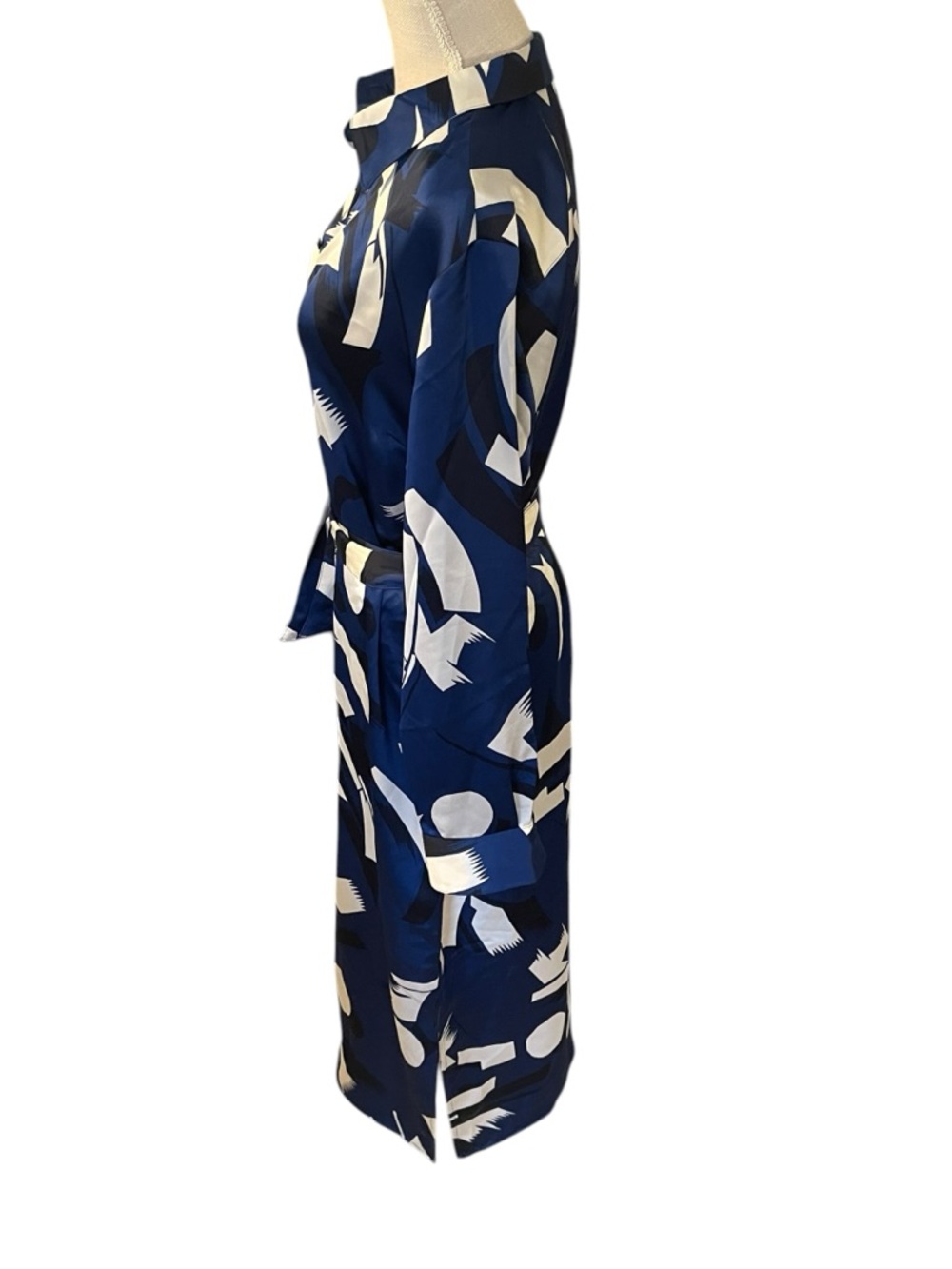 Ralph Lauren Navy and White Abstract Midi Shirt Dress - Picture 4 of 12